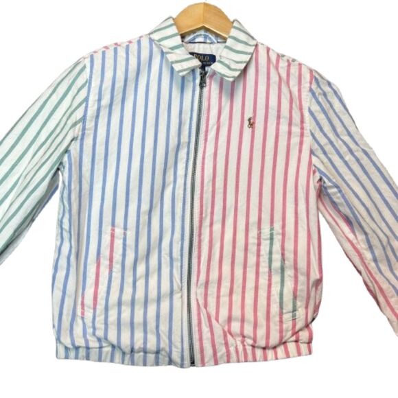 Polo Ralph Lauren Colorful Striped Color Block Polo Youth Jacket Size M (10-12) - Picture 2 of 7